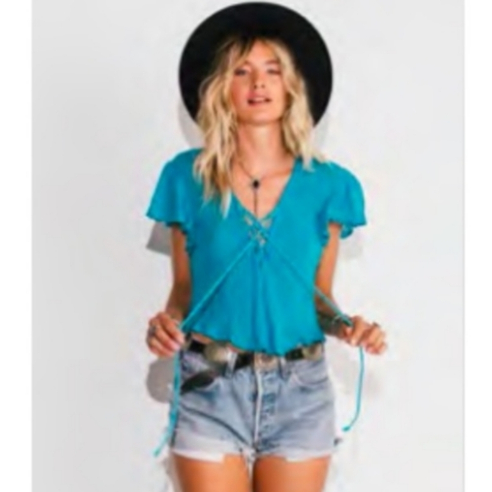 Jen’s Pirate Booty Clara Top in Hot Turquoise Size XS